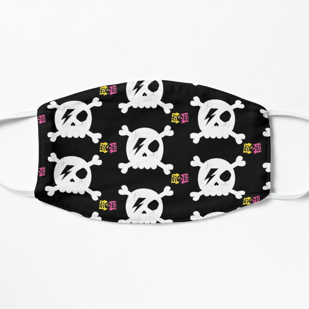 Glam rock black and white skull pattern face mask