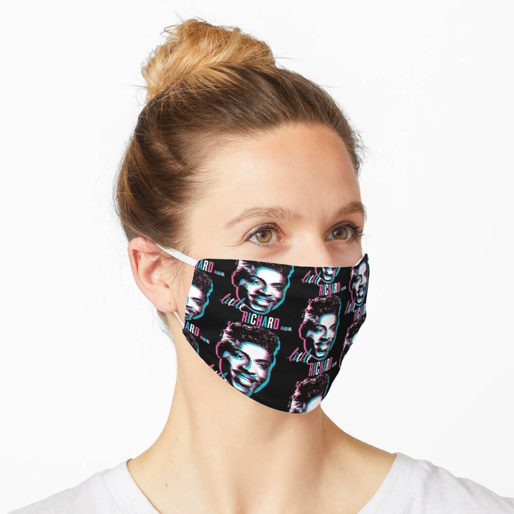 Little Richard pink and blue pattern face mask