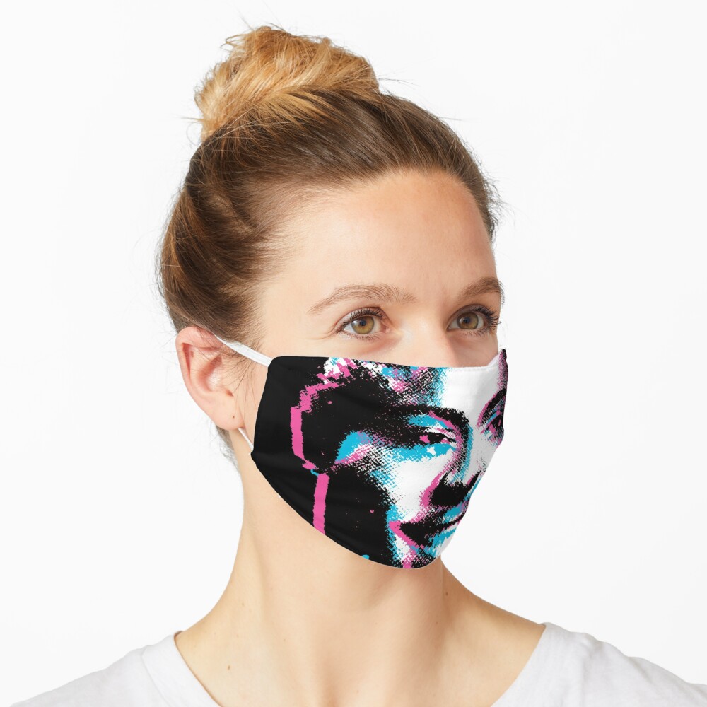 Little Richard pink and blue face mask